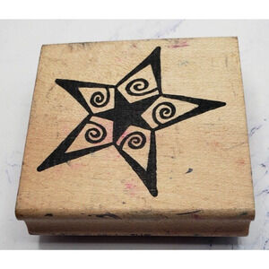 Large Star With Swirls Hot Potatoes Wood Mounted Rubber Stamp